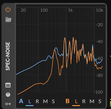 Spectrum analyzer showing just the the noise-removal step