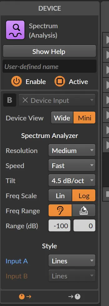 The analyzer's info panel