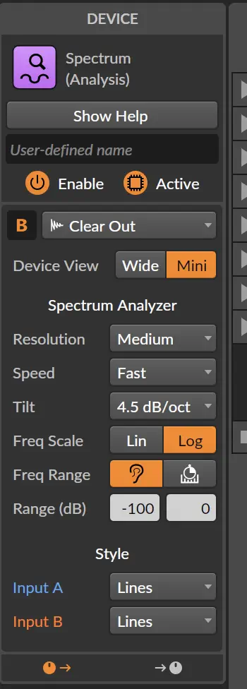 Info panel with the second input enabled and configured